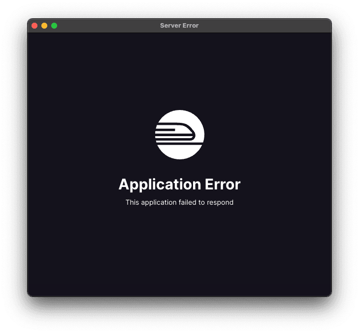Screenshot of application failed to respond error