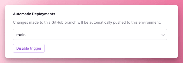 Screenshot of a GitHub deployment trigger